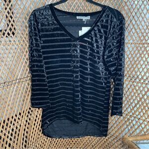 NWT Liquid Black Striped Women's Top